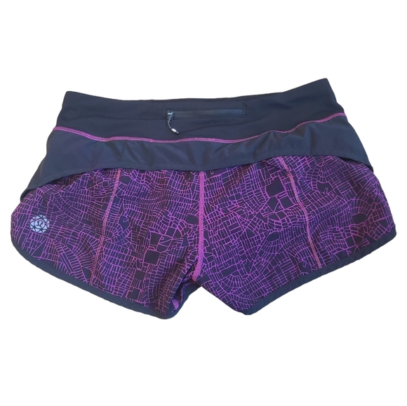 Lululemon Speed Short 2016 Seawheeze Grid Map Regal Plum Black / Black Size 6
